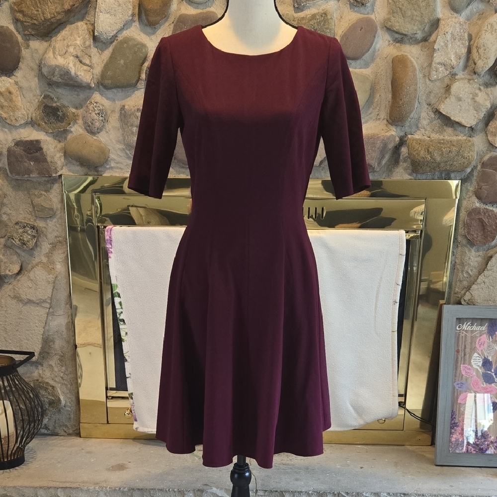 Tahari Rich Burgundy Midi Dress